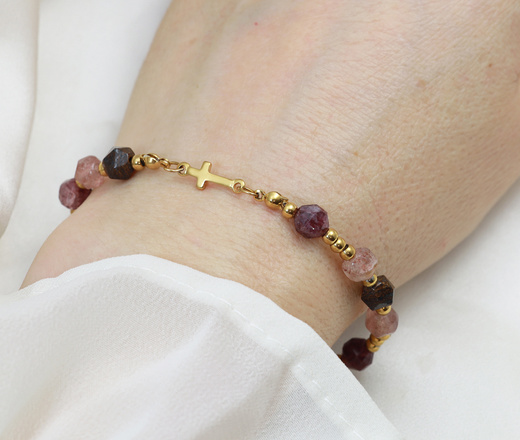 bransoletka różaniec bordowo brązowa 1888/3