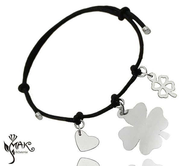 BR528/4 BRANSOLETKA Z GRAWEREM koniczynka SREBRO 925