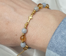 1571/24 bransoletka różaniec złota cytryn i angelit