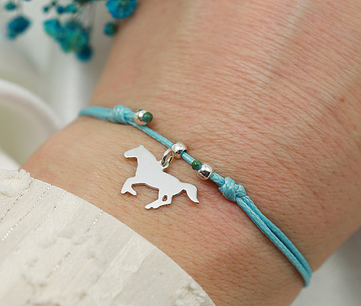 1636/1 bransoletka personalizowana srebro 925 na sznurku konik