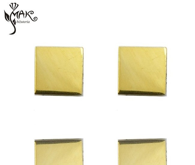 KOL924 KOLCZYKI sztyft stalowe złote kwadraciki 6mm