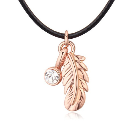 NK599/809 NASZYJNIK choker  złocony piórko cyrkonia