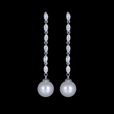 KOL 599/865 KOLCZYKI srebrne wysadzane cyrkoniami z perłą