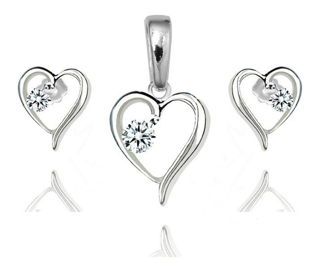 480/320  Komplet srebrny kolczyki wisiorek serca ażurowe