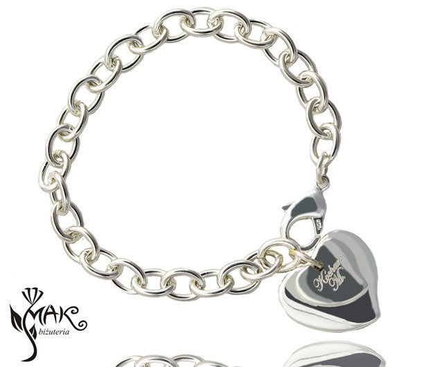 BR716 BRANSOLETKA serduszka gruby łańcuch grawer