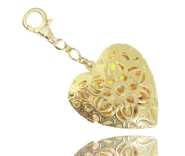 Brelok do kluczy złote serce otwierane puzderko II gatunek