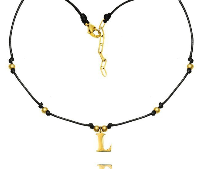 1240 naszyjnik złoty stalowy dowolna literka, inicjał, alfabet choker