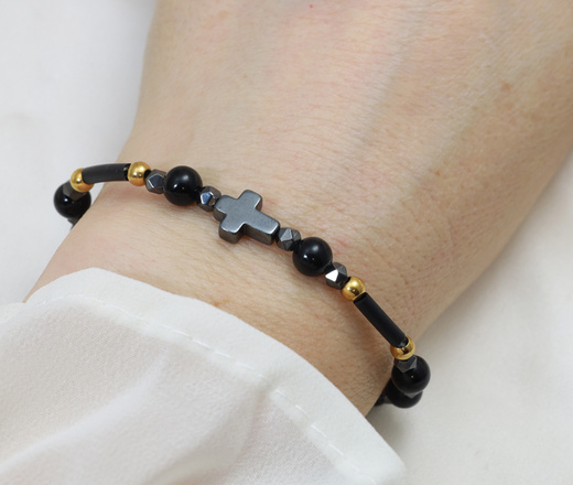 bransoletka różaniec czarny onyks 1888/5