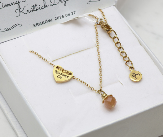 Naszyjnik na Baby Shower dla mamy z grawerunkiem pozłacana stal szlachetna 1874