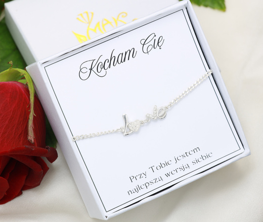 bransoletka srebrna 925 z sercem zestaw 1899/5