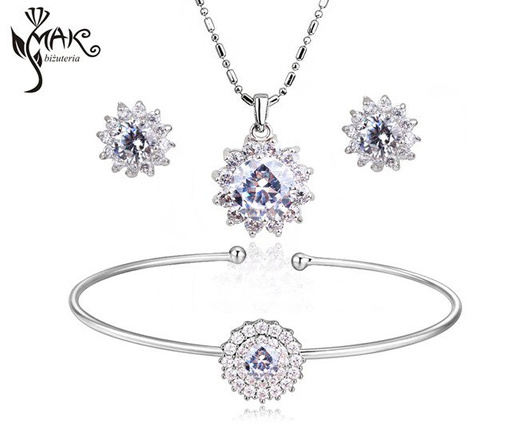 Kpl888 komplet ślubny, biżuteria ślubna z cyrkoniami b599/656 k579/579