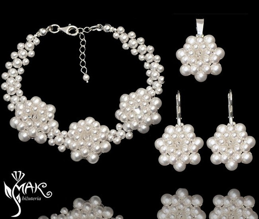 W509 biżuteria ślubna Wisiorek Swarovski Elements perełki