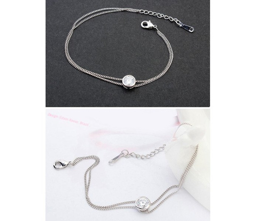 Br 599/645 bransoletka srebrna z ruchomą cyrkonią i podwójnym łańcuszkiem