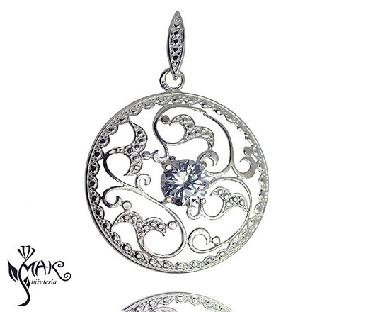 Kol480/64 KOLCZYKI SREBRNE AŻUROWE 925 Z CYRKONIĄ