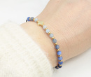  bransoletka różaniec z kamienia naturalnych stal złocona  niebieska 1877/1