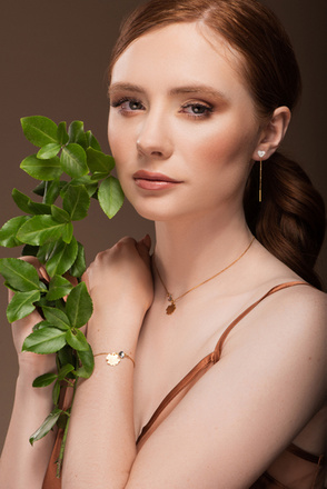 1383/19 kolczyki srebro 925 pozłacane z krystalicznym serduszkiem