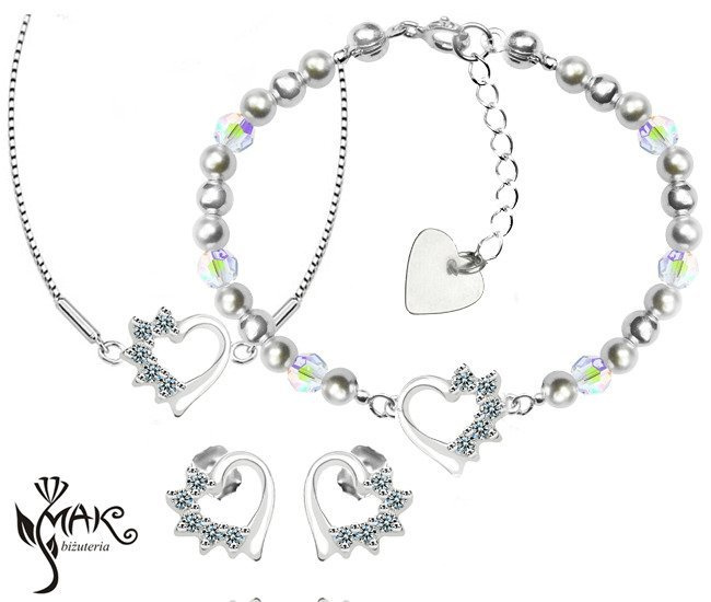 927/7 komplet Swarovski Elements srebro 925 urodziny komunia
