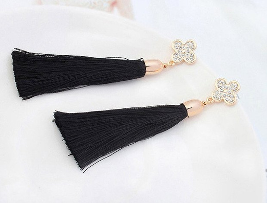 Kol 599/749 KOLCZYKI złote, czarne frędzle, chwosty