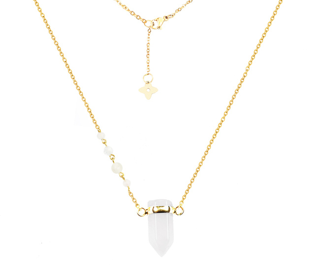 1326/8 naszyjnik pozłacany grot w okuciu kryształ górski biały