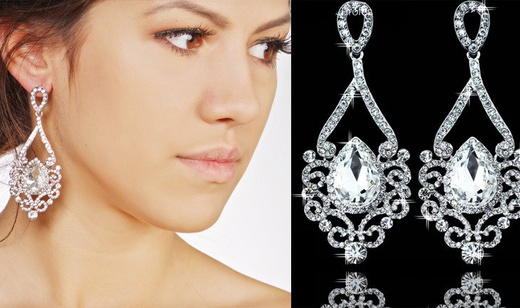 Kol 656/7 KOLCZYKI ślubne, cyrkonie długie