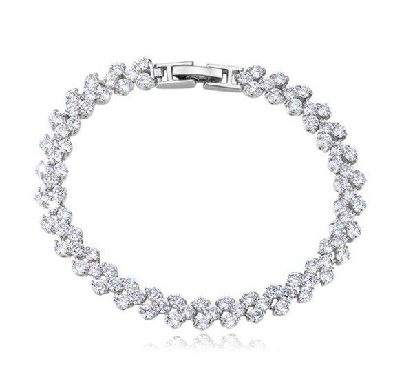 Br599/821 delikatna BRANSOLETKA ślubna okrągłe srebrna