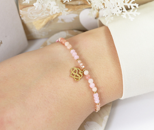 1701/3 bransoletka złocona z grawerem i kamieniami naturalnymi dla przyjaciółki