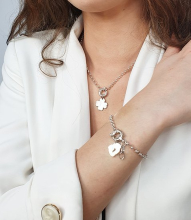 1245/5 naszyjnik srebrny 925 grubszy łańcuszek z koniczynką grawerowany