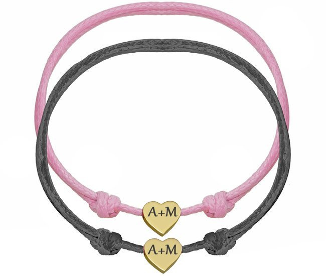 1177 bransoletki dla pary złote serca z grawerunkiem stalowe