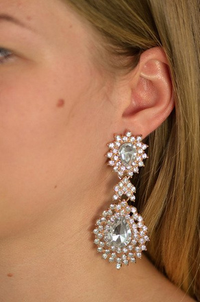 Kol 599/121 kolczyki kryształy złocone z oczkiem krystalicznym