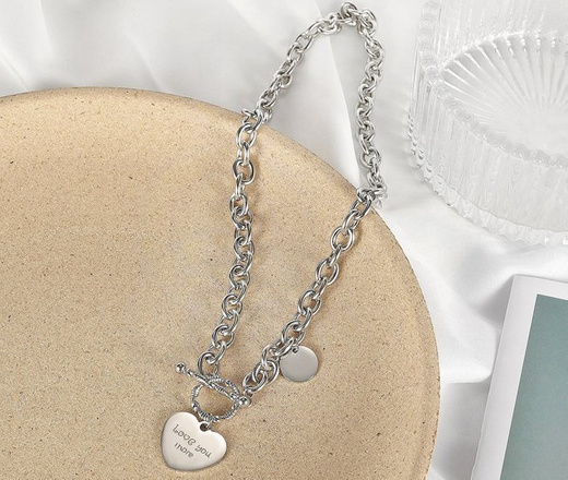 599/981 naszyjnik stalowy dowolna gruby łańcuch z sercem