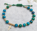 1571/9 bransoletka różaniec stal złocona chryzokola syntetyczna