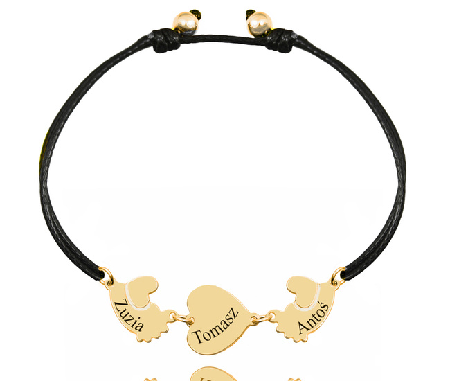 1241 bransoletka z grawerem srebro pozłacane serce stopki