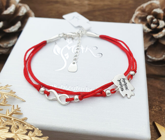 1598 bransoletka z grawerem srebro 925 sowa nieskończoność