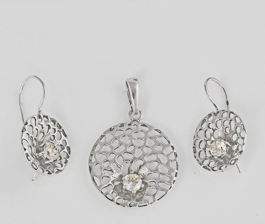 480/185 komplet srebrny ażurowy z cyrkonią