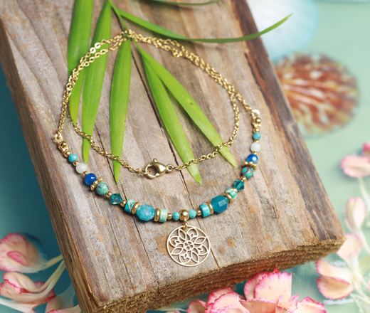 1383/7 naszyjnik srebrny 925 pozłacany turkus