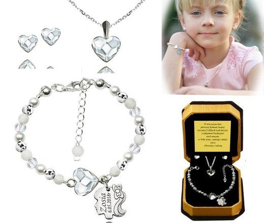 927/4 komplet Swarovski Elements srebro 925 urodziny komunia