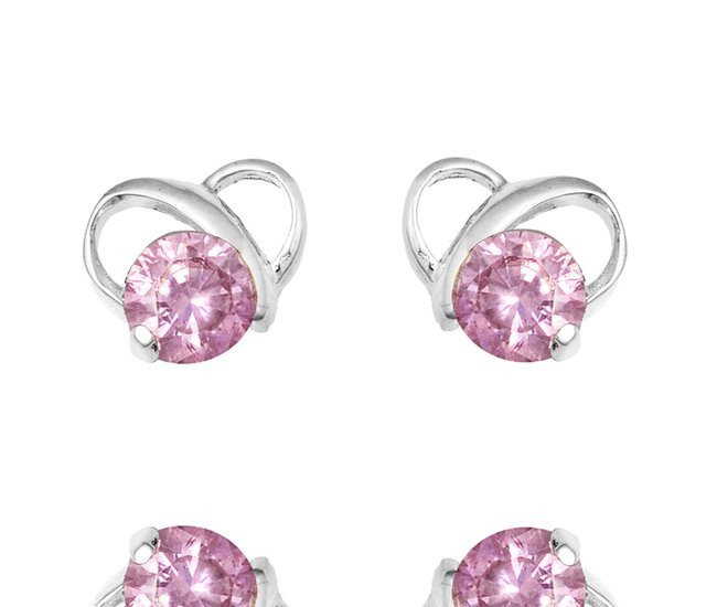 480/380 Kolczyki srebrne 925 listki ażurowe z cyrkonią liliową