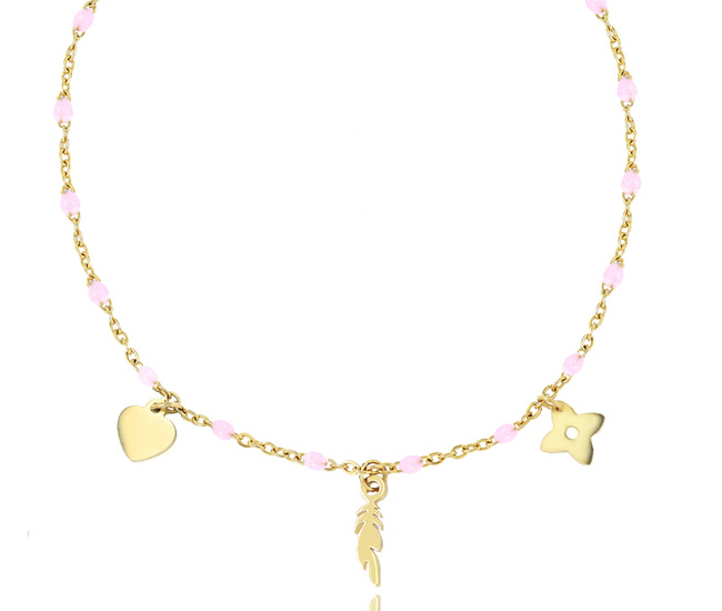 1326/29  naszyjnik złoty stal szlachetna oponki z wisiorkami