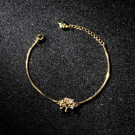 Br 599/770 BRANSOLETKA drzewko szczęścia, wysadzana cyrkoniami