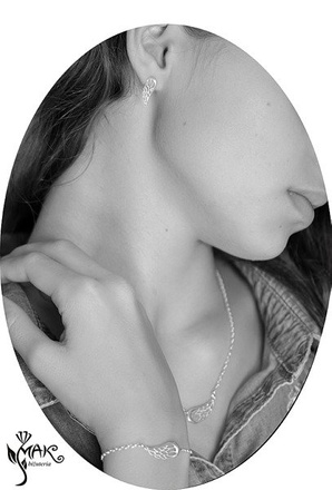 KPL848 biżuteria KOMPLET srebrny skrzydło anioła+ pudełko z grawerem