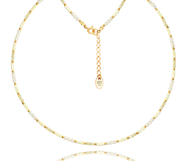 1373/9 naszyjnik srebrny 925 pozłacany  z perełkami