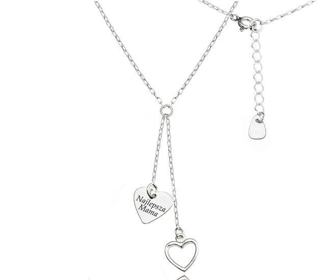 1158 naszyjnik z grawerem krawat, srebro 925 serca