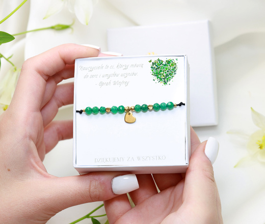 1807/7 zestaw dla nauczyciela bransoletka z grawerowanym sercem