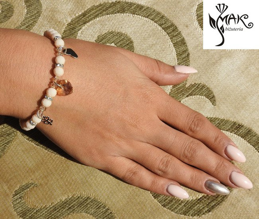 BR820 BRANSOLETKA z kryształkami zawieszki Swarovski Elements krem