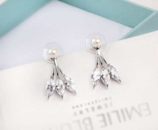 KOL 599/870 KOLCZYKI srebrne wysadzane cyrkoniami z perłą