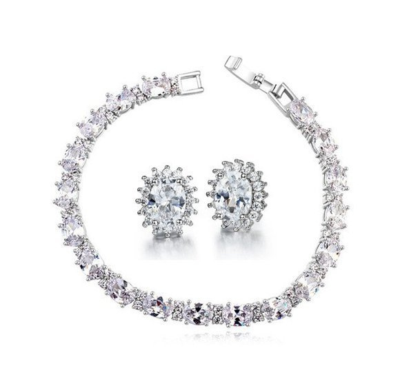 Kpl713 komplet ślubny, biżuteria ślubna z cyrkoniami k599/491 b599/493