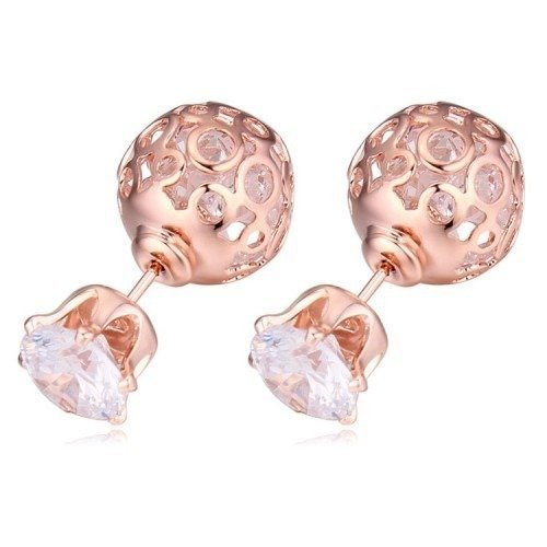 KOL599/252 KOLCZYKI RÓŻOWE ZŁOTO CYRKONIE