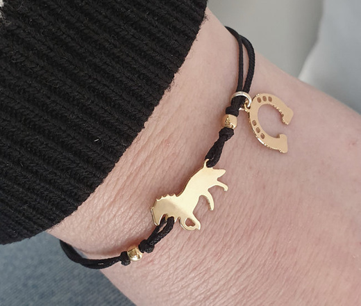 1338 BRANSOLETKA Z GRAWEREM złota na sznureczku