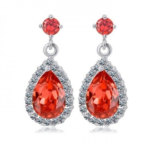 Kol  599/318 KOLCZYKI białe złoto czerwone cyrkonie