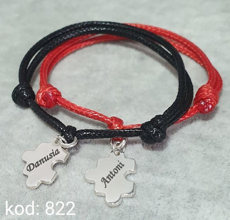 BR822 /13 bransoletki dla pary puzzle z grawerem srebrne